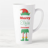 Merry Elfin kerstelf pet gestripte sokken Latte Mok (Rechts)