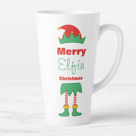 Merry Elfin kerstelf pet gestripte sokken Latte Mok (Rechts)