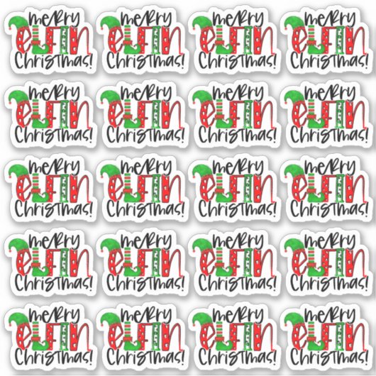Merry Elfin Kerstmis Funny Elf Holiday Greeting Sticker (Voorkant)