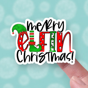 Merry Elfin Kerstmis Funny Elf Holiday Greeting Sticker