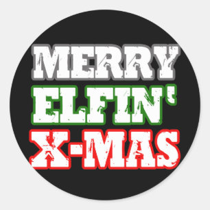 MERRY ELFIN XMAS -.png Ronde Sticker