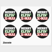 MERRY ELFIN XMAS -.png Ronde Sticker (Vel)