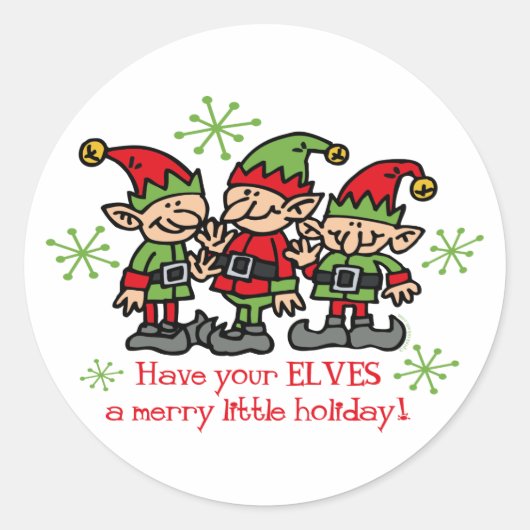 Merry Elves Ronde Sticker (Voorkant)