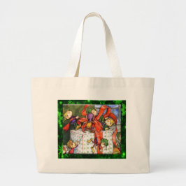 Merry Elves Wrapping Cadeau Bag Grote Tote Bag