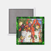 Merry Elves Wrapping Cadeau Button Magneet (Voorkant / Achterkant)