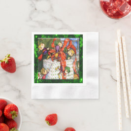 Merry Elves Wrapping Cadeau Cocktail Paper Napkin Servet