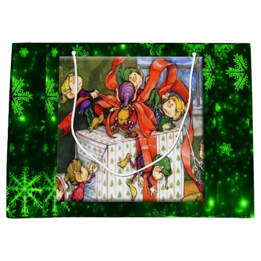 Merry Elves Wrapping Cadeau Grote Gift Bag Groot Cadeauzakje (Voorkant)