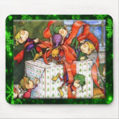 Merry Elves Wrapping Cadeau Mousepad Muismat (Voorkant)