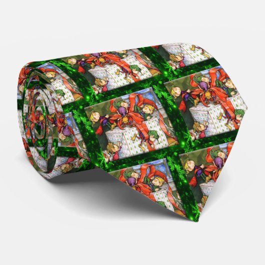 Merry Elves Wrapping Cadeau Necktie Stropdas (Opgerold)