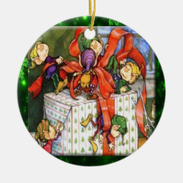 Merry Elves Wrapping Cadeau Ornament