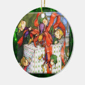 Merry Elves Wrapping Cadeau Ornament (Links)