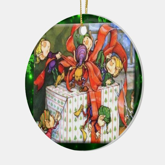 Merry Elves Wrapping Cadeau Ornament (Links)