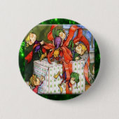 Merry Elves Wrapping Cadeau Round Button (Voorkant)
