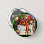 Merry Elves Wrapping Cadeau Round Button (Voorkant /achterkant)