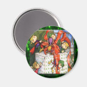 Merry Elves Wrapping Cadeau Round Button Magneet (Voorkant / Achterkant)