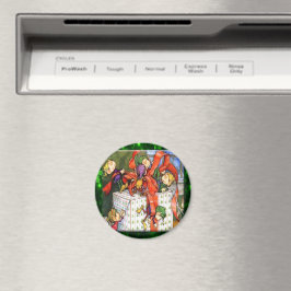 Merry Elves Wrapping Cadeau Round Button Magneet