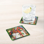 Merry Elves Wrapping Gift Pulp Board Sq Onderzette Kartonnen Onderzetters (Insitu)