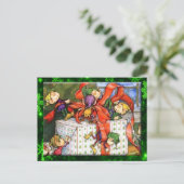 Merry Elves Wrapping Present Postcard Feestdagenkaart (Staand voorkant)
