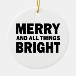 Merry en Alles Helder Modern Kerstmis Rond Keramisch Ornament