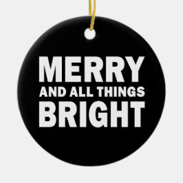 Merry en Alles Helder Modern Kerstzwart Keramisch Ornament