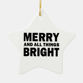 Merry en Alles Helder Moderne Kerstster Keramisch Ornament