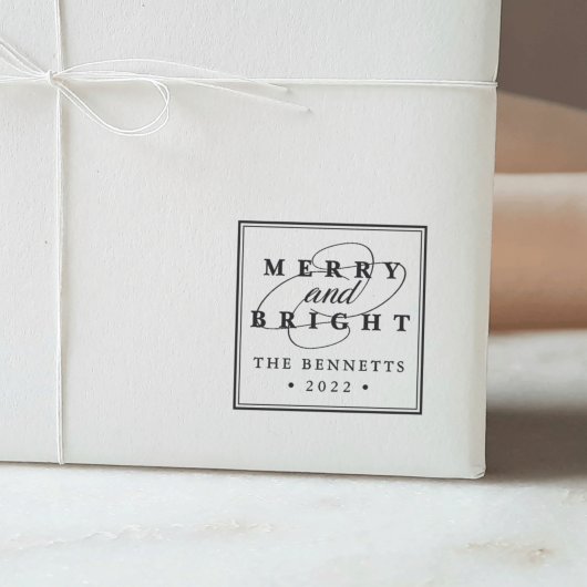 Merry en Bright | Aangepaste feestdag Zelfinktende Stempel