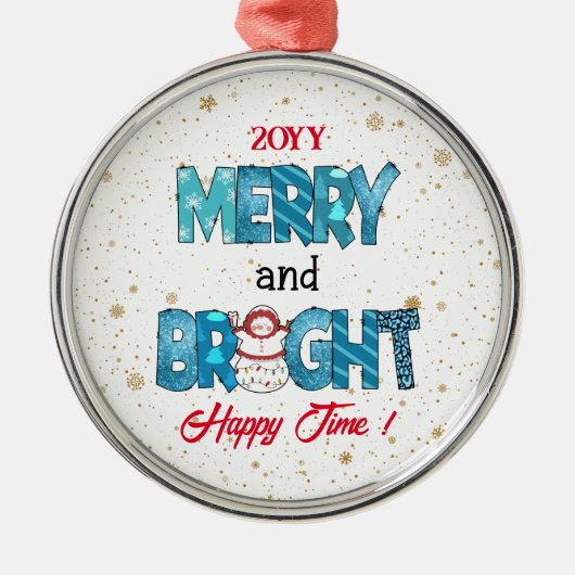 Merry en Bright aanpassen Metalen Ornament (Voorkant)