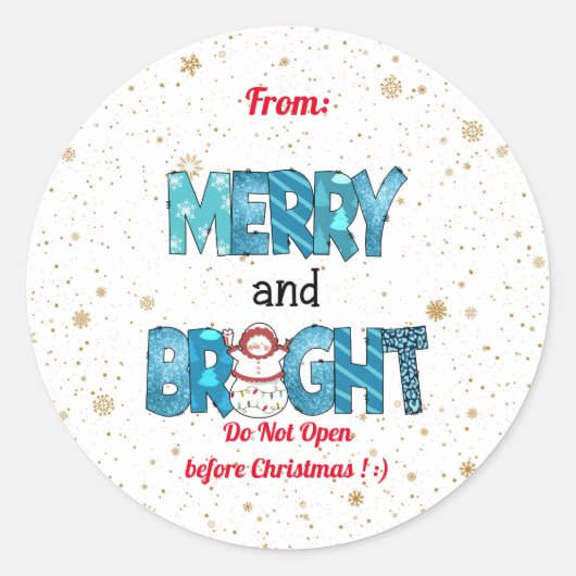 Merry en Bright aanpassen Ronde Sticker (Voorkant)