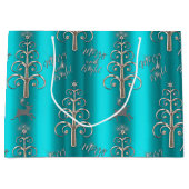 Merry en Bright Aqua en Silver Kerstmis Groot Cadeauzakje (Voorkant)