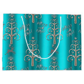 Merry en Bright Aqua en Silver Kerstmis Groot Cadeauzakje (Achterkant)