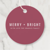 Merry en Bright | Berry  Roos Kerstmis Bedankjes Labels (Voorkant)