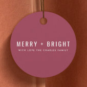 Merry en Bright | Berry Roos Kerstmis Bedankjes Labels