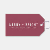 Merry en Bright | Berry  Roos Kerstmis Cadeaulabel (Voorkant (Horizontaal))