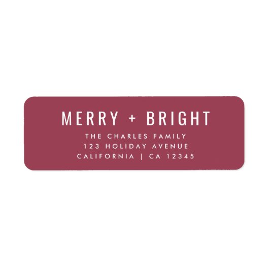 Merry en Bright | Berry  Roos Kerstmis Etiket (Voorkant)