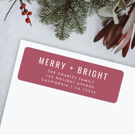 Merry en Bright | Berry  Roos Kerstmis Etiket