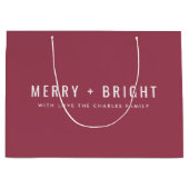 Merry en Bright | Berry  Roos Kerstmis Groot Cadeauzakje (Voorkant)