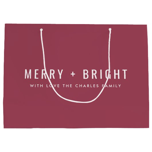 Merry en Bright | Berry  Roos Kerstmis Groot Cadeauzakje (Achterkant)