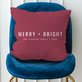 Merry en Bright | Berry  Roos Kerstmis Kussen