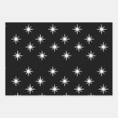 Merry en Bright Black en White Snowflake Star Inpakpapier Vel (Voorkant 2)