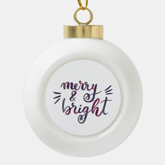 Merry en bright - Bourgogne Keramische Bal Ornament (Voorkant)