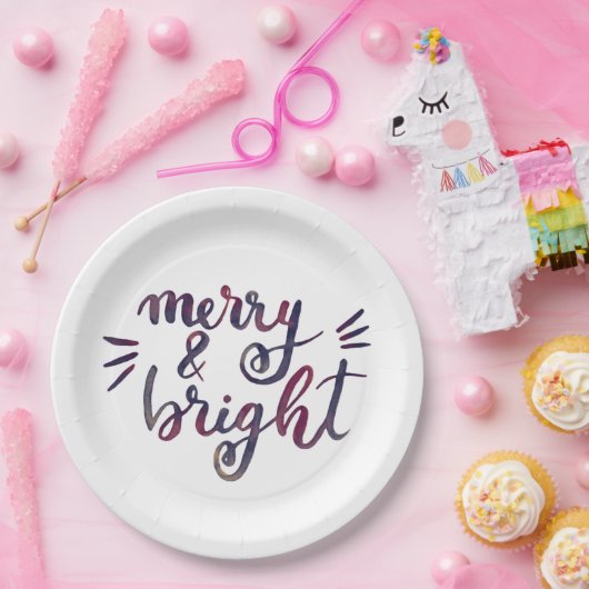 Merry en bright - Bourgogne Papieren Bordje (Feest)