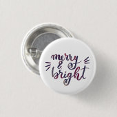 Merry en bright - Bourgogne Ronde Button 3,2 Cm (Voorkant /achterkant)