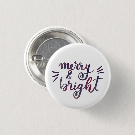 Merry en bright - Bourgogne Ronde Button 3,2 Cm (Voorkant /achterkant)