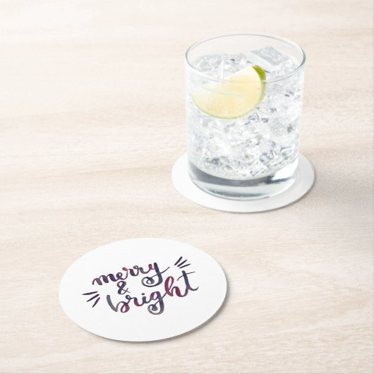 Merry en bright - Bourgogne Ronde Kartonnen Onderzetter (Insitu)