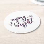 Merry en bright - Bourgogne Ronde Kartonnen Onderzetter (Gebogen)