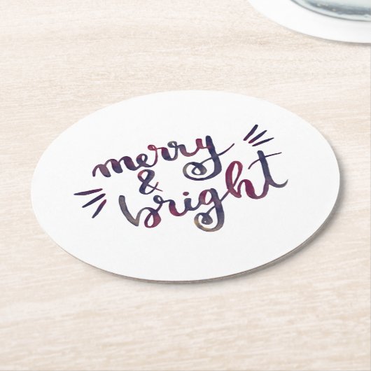 Merry en bright - Bourgogne Ronde Kartonnen Onderzetter (Gebogen)