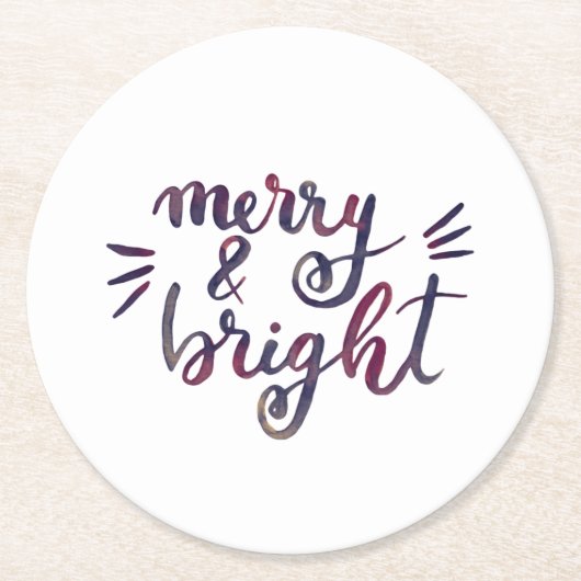 Merry en bright - Bourgogne Ronde Kartonnen Onderzetter (Voorkant)