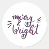 Merry en bright - Bourgogne Ronde Sticker (Voorkant)