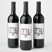 Merry en bright - Bourgogne Wijn Etiket (Flessen)