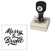 Merry en Bright Calligrafie Rubberstempel (Gestempeld)